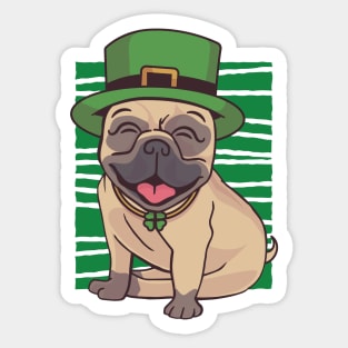 St. Patrick's Day Pug with Leprechaun Hat Sticker